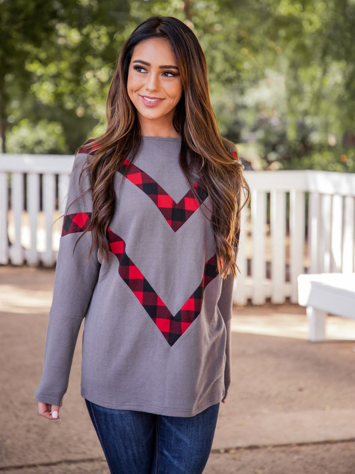 Plaid Chevron Rosemary Top