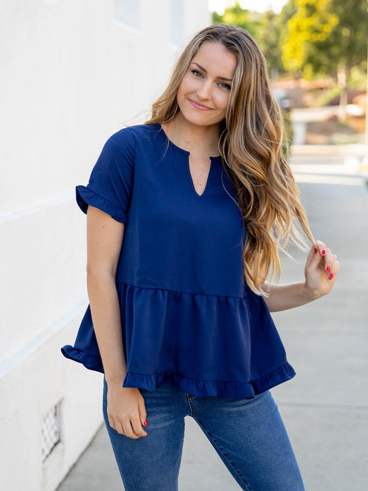 V-Cut Ruffle Peplum