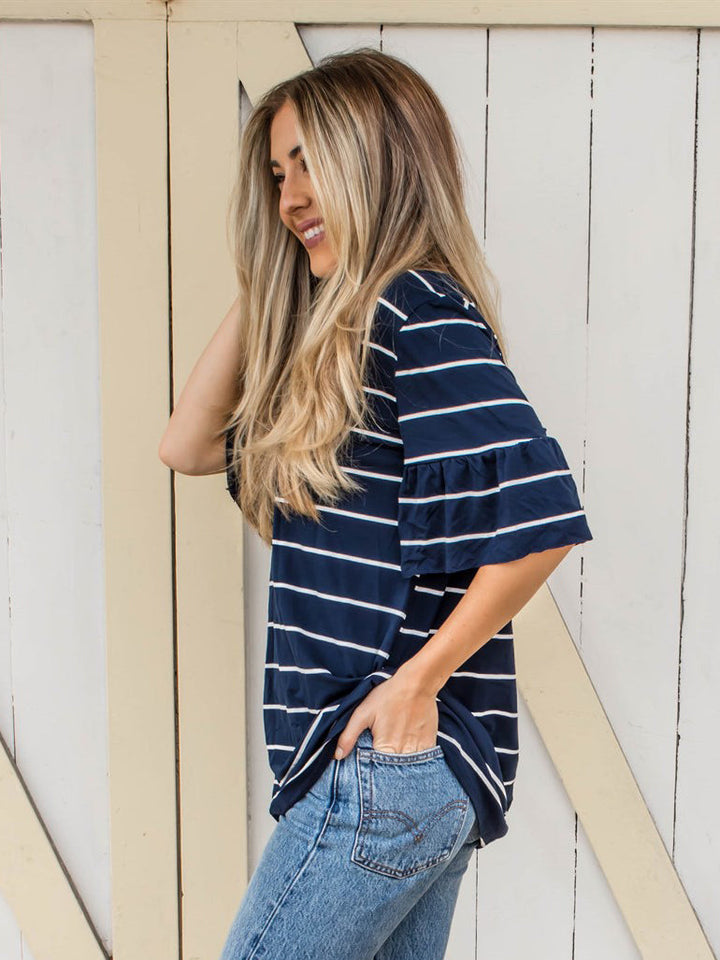 Palmer Thick Stripe Flare Sleeve Top