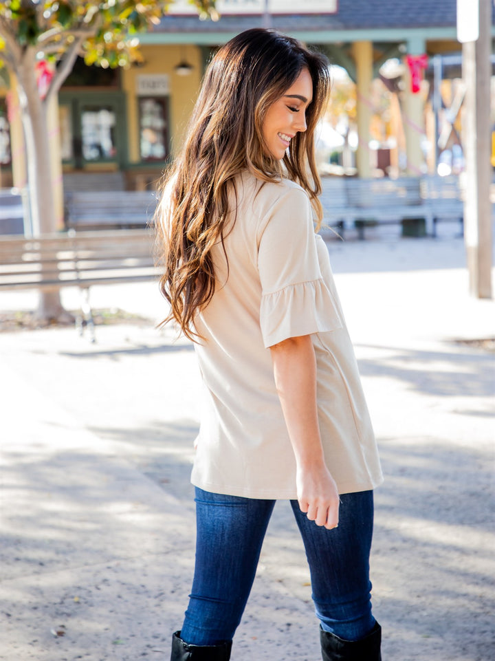 Solid Flare Sleeve Brooklyn Top
