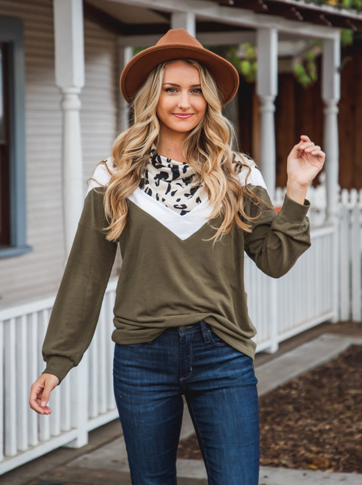 Cowl Neck Chevron Marcy Top