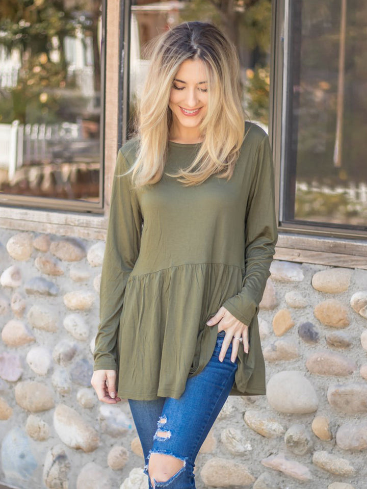 Long Sleeve Peplum Evelyn Top