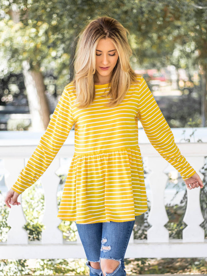 Striped Peplum Ember Top