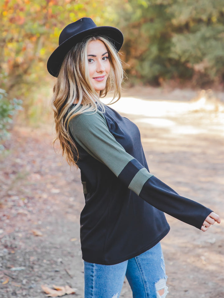 Colorblock Raglan Top