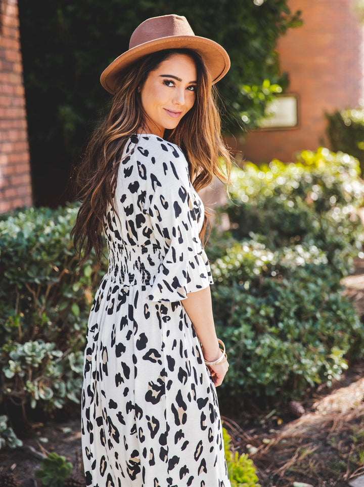 Flare Sleeve Animal Print Jojo Dress