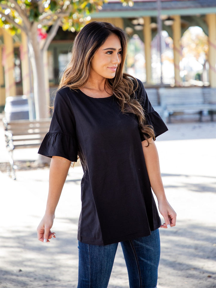 Solid Flare Sleeve Brooklyn Top