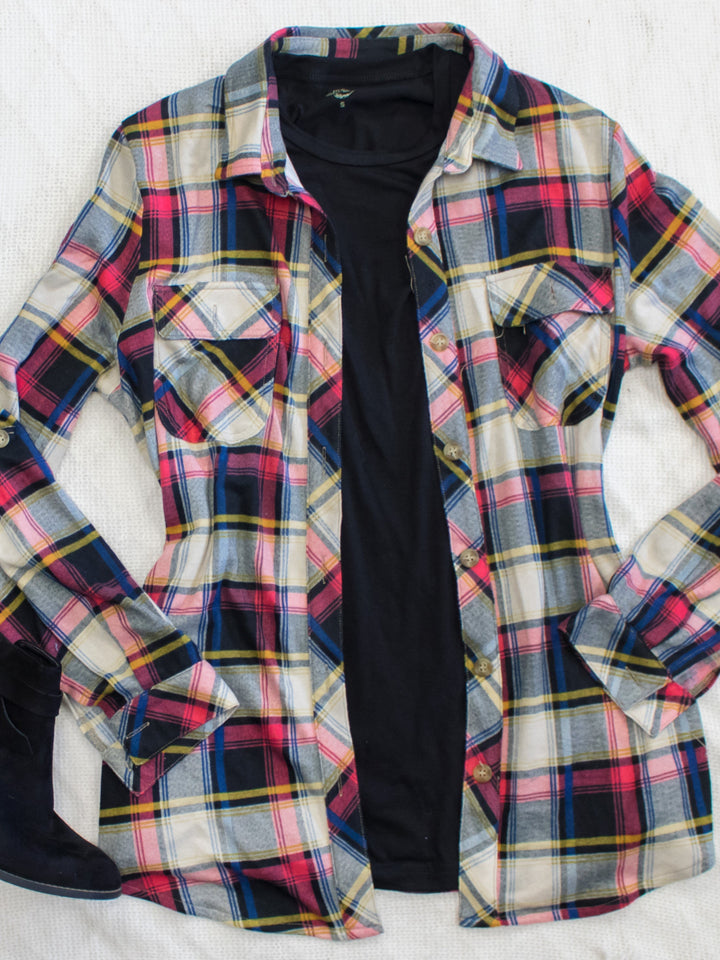 The Whitney Plaid Button Down Top