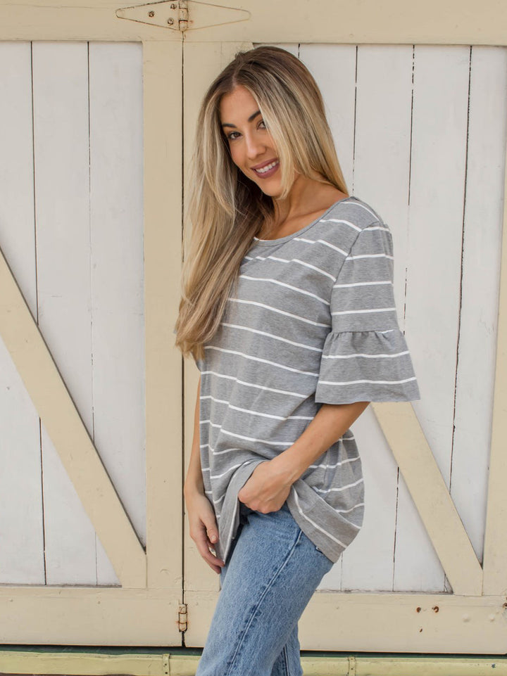Palmer Thick Stripe Flare Sleeve Top