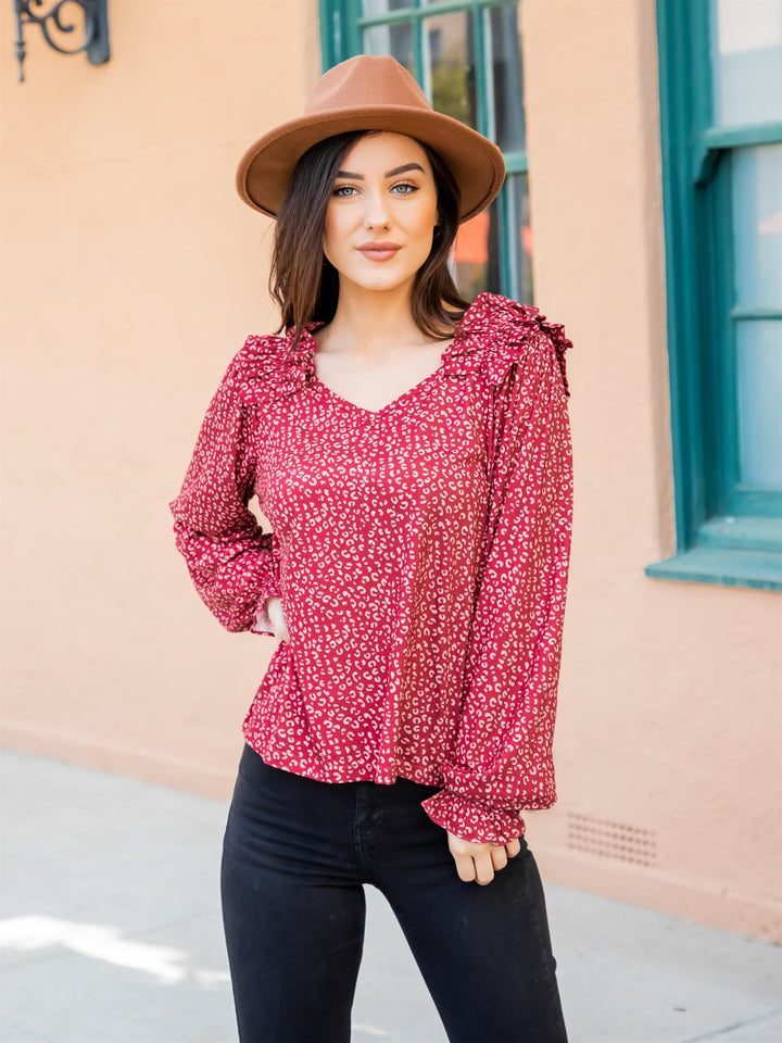 Ruffle Shoulder Celeste Top