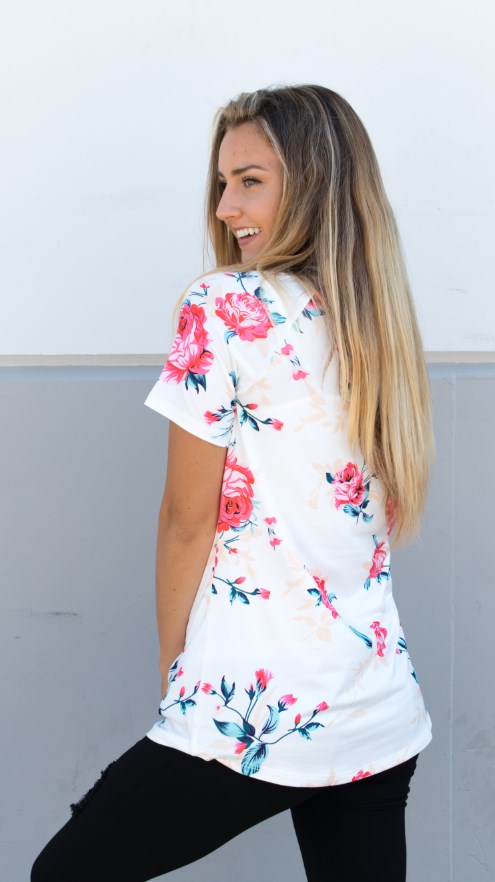Floral Tunic Tee - Tickled Teal LLC