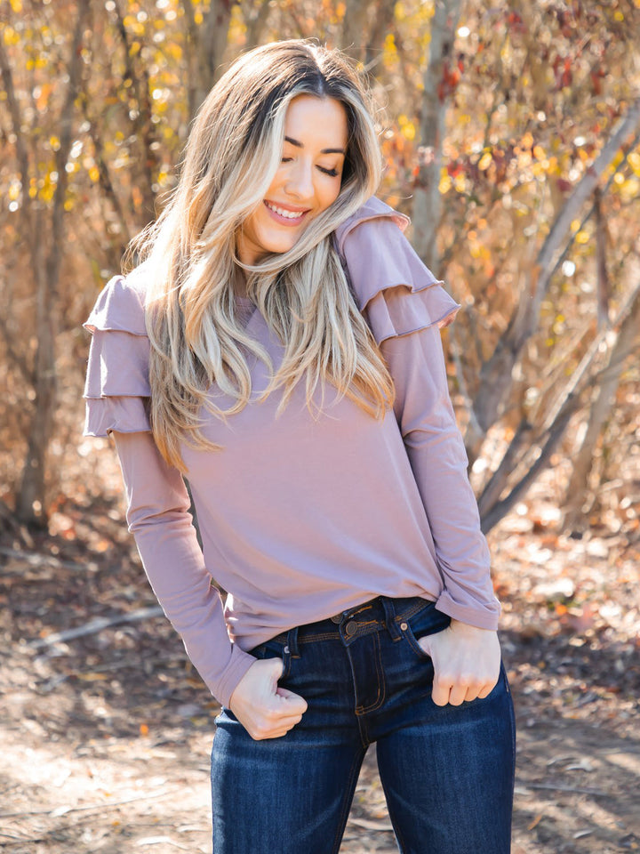 Aida Ruffle Long Sleeve Top