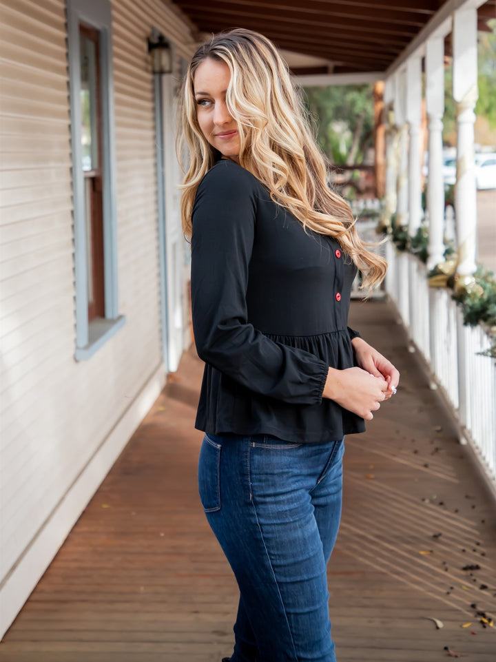Molly Button Peplum Top