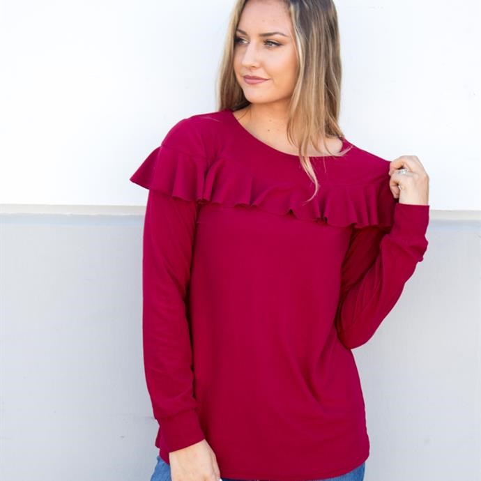 Ruffle Sweater - Tickled Teal LLC