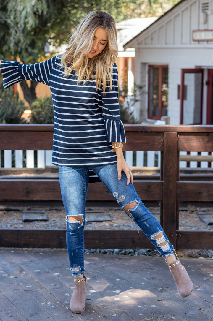 The Gracie Top - Navy - Tickled Teal LLC