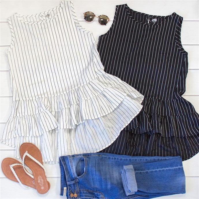 Striped High Low Tank - Tickled Teal LLC