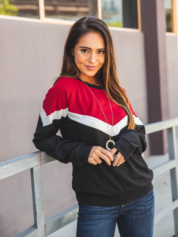 Chevron Colorblock Phoenix Pullover Top