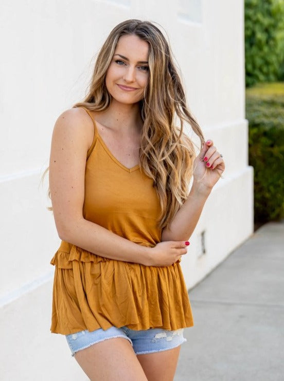 Ruffle Aspen Tanktop - Gold