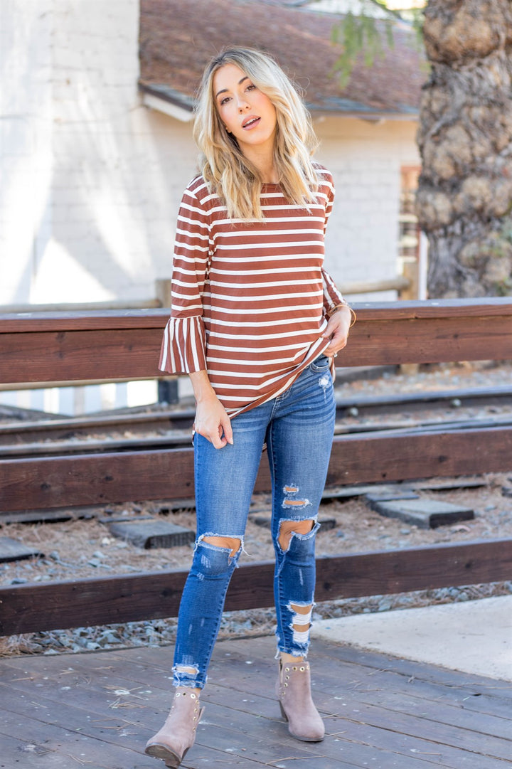 The Gracie Top - Brick Brown - Tickled Teal LLC
