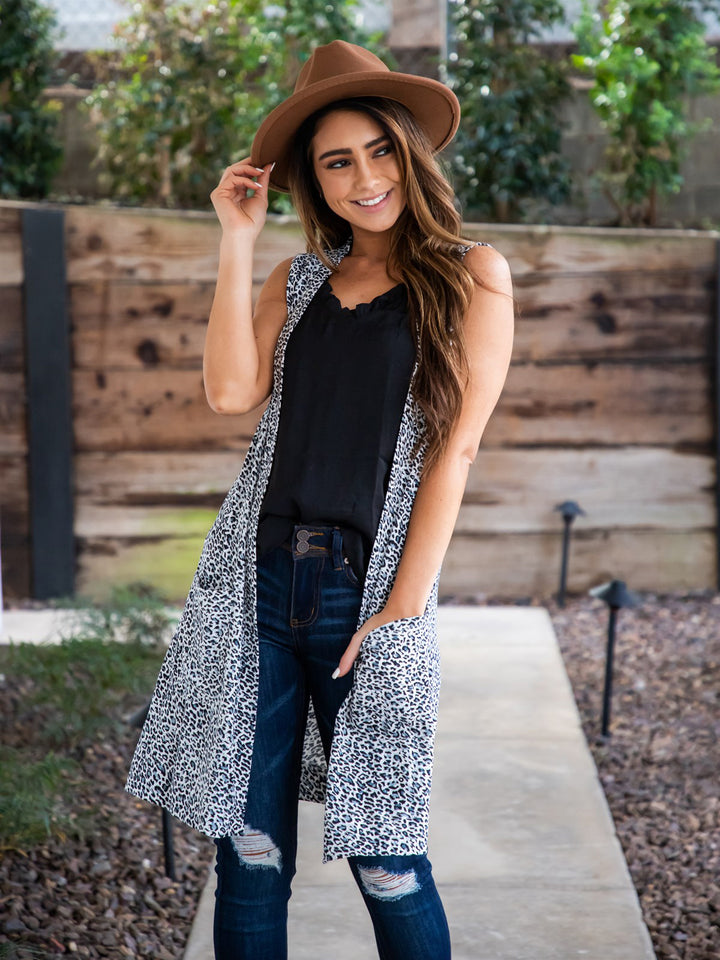 Kiara Vest - Small Blue Cheetah