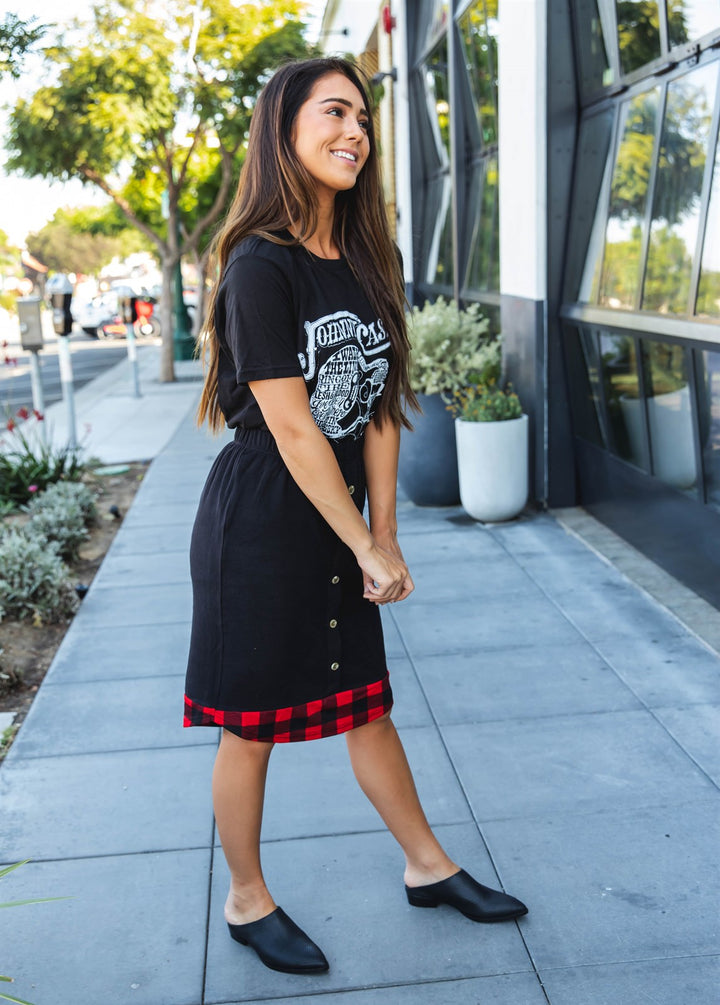 Plaid Hem Button Detail Kona Weekend Skirt