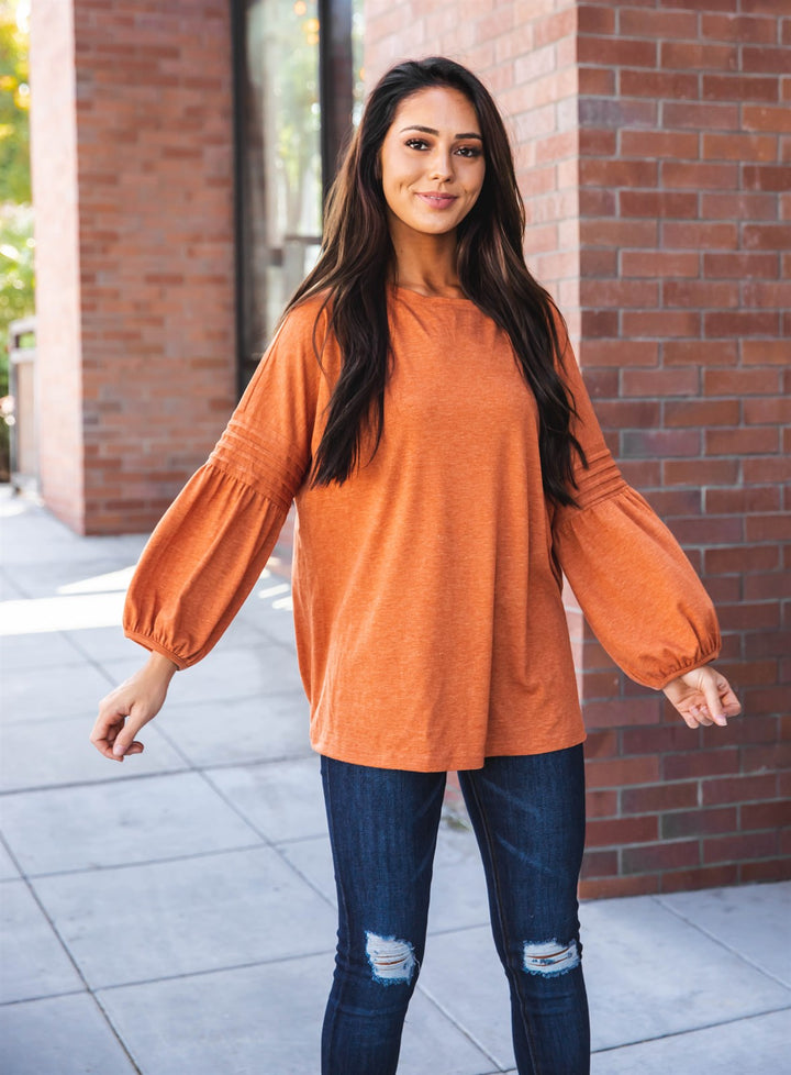 3/4 Pleated Sleeve Casey Top