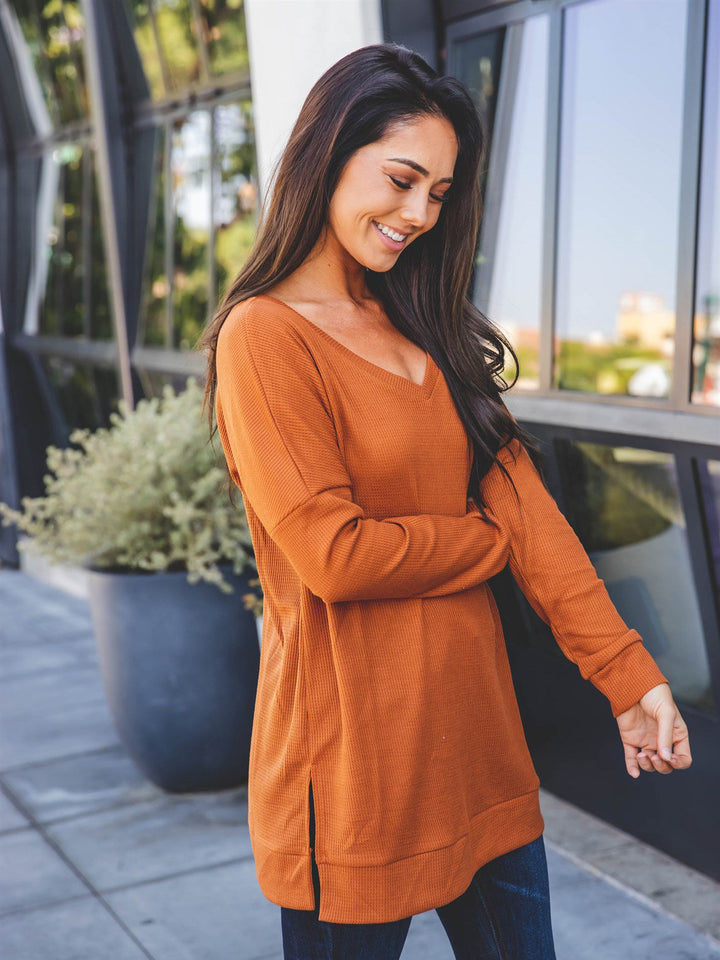 Waffle Knit Split Hem Rory Tunic