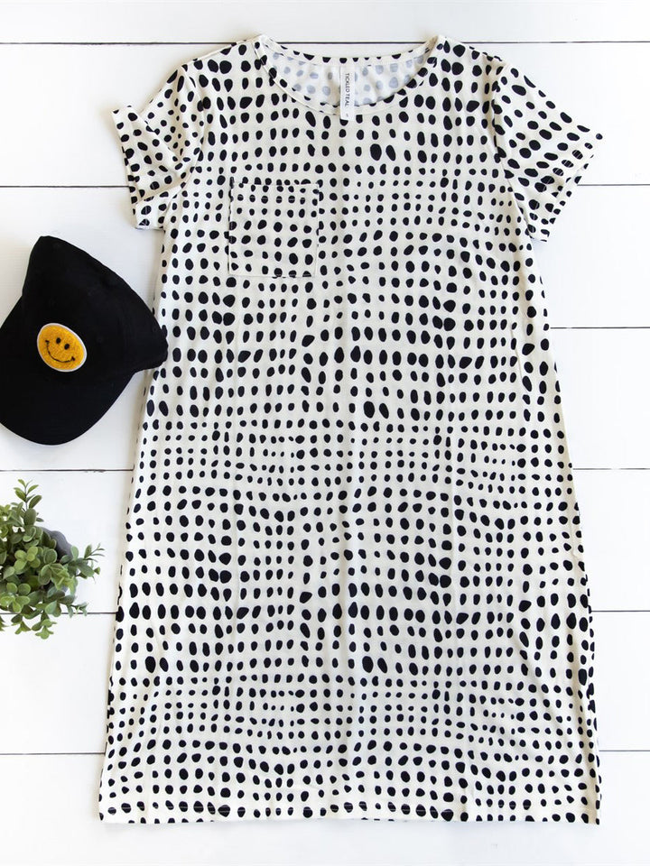 Dot Pattern Pocket Tee Dress