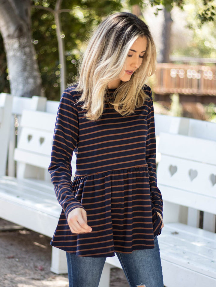 Striped Peplum Ember Top