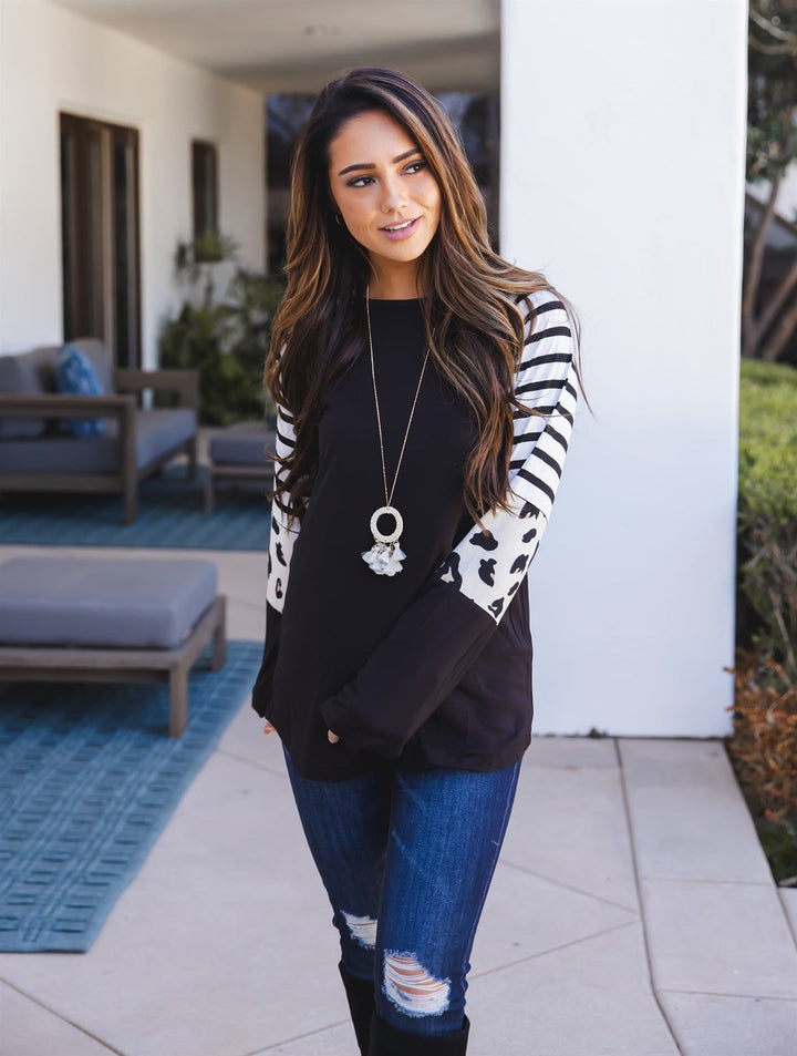 Stripe Animal Print Nancy Top