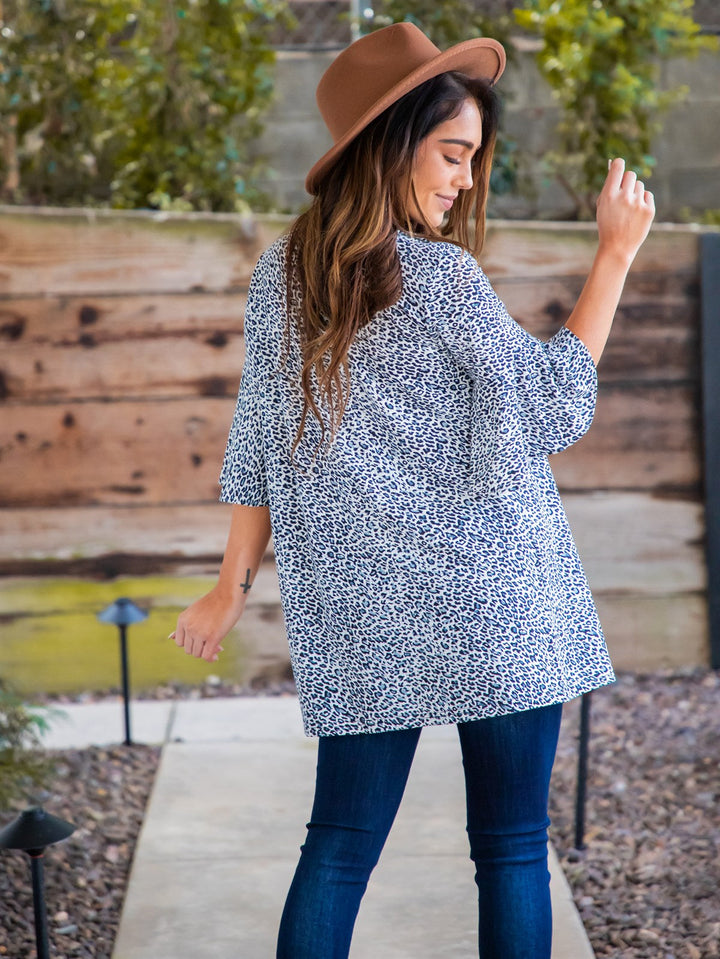 Animal Print Flare Sleeve Moxie Cardigan