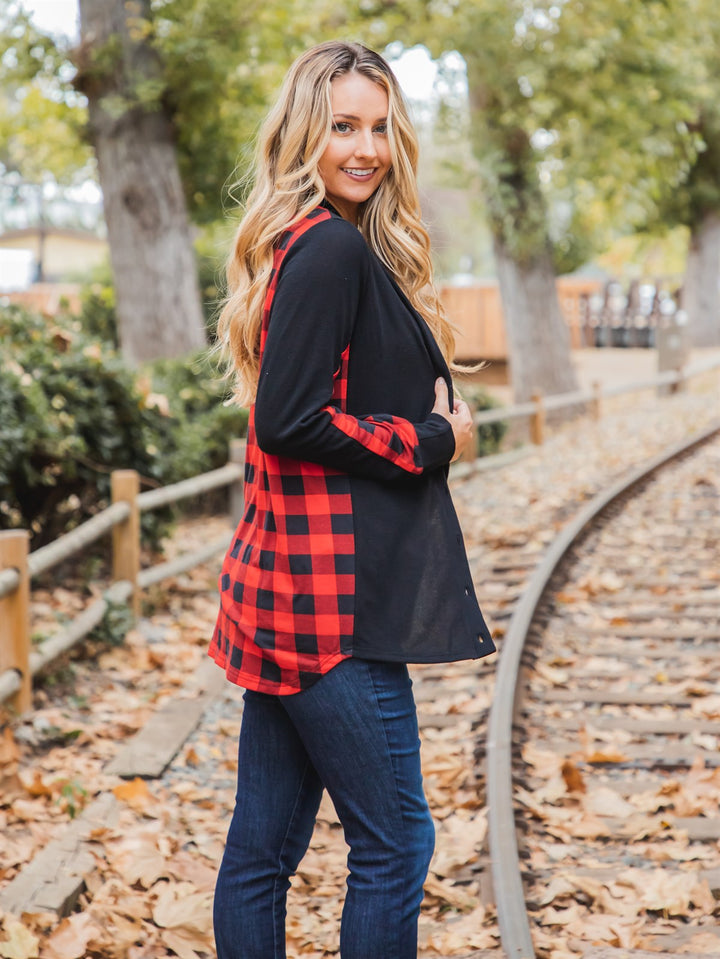Plaid Back Dutch Cardigan