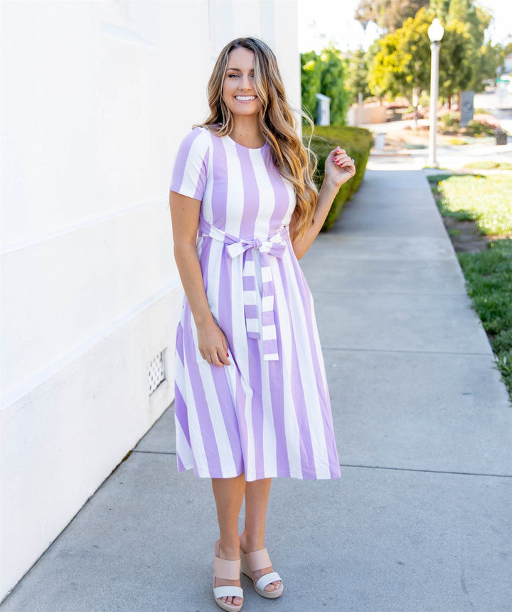 Cali Striped Tie Waist Dress