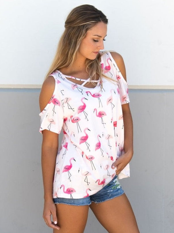 Flamingo Cold Shoulder Tunic