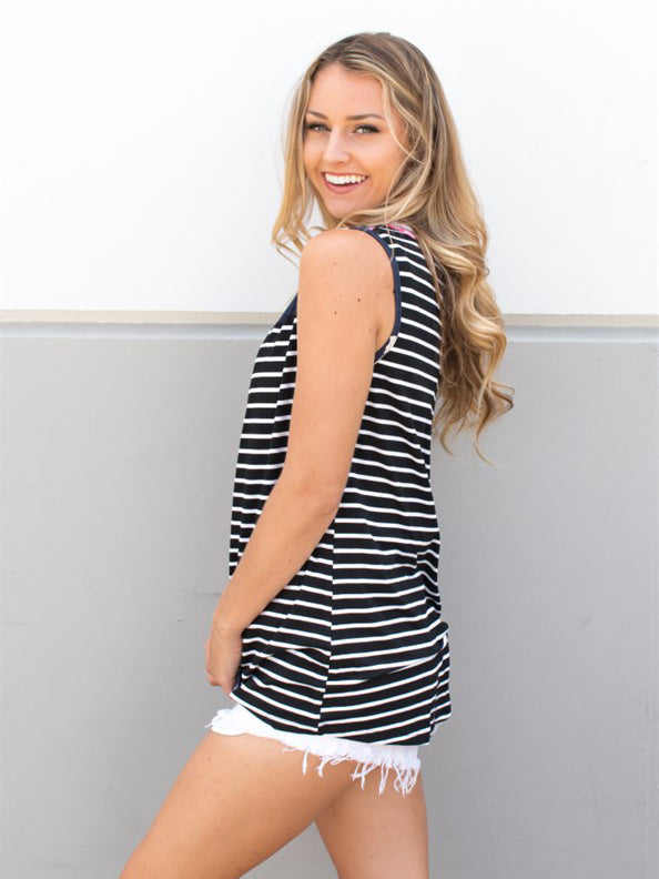 The Floral Stripe Tank