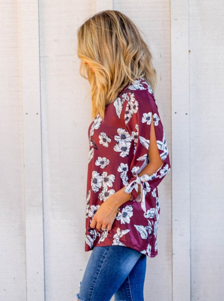 Masey Floral Tie Sleeve Top