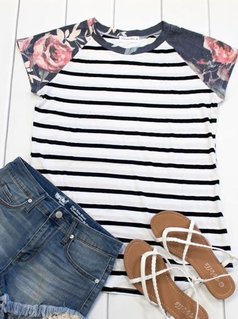 The Floral Raglan Stripe Tee