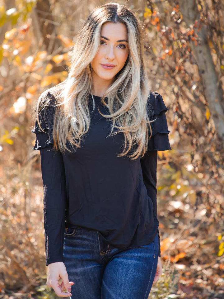 Aida Ruffle Long Sleeve Top