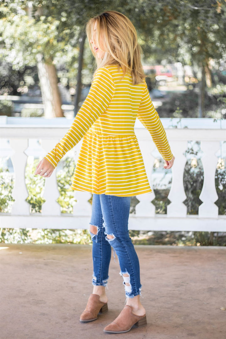 Striped Peplum Ember Top