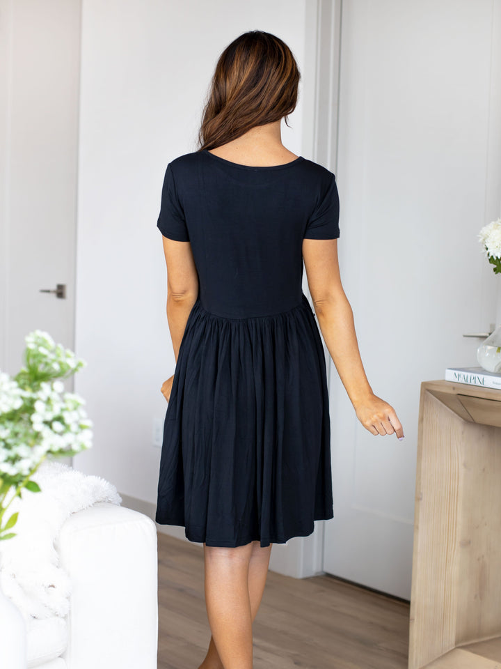 Solid Everyday Gathered Waist Dress