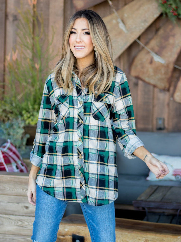 The Whitney Plaid Button Down Top