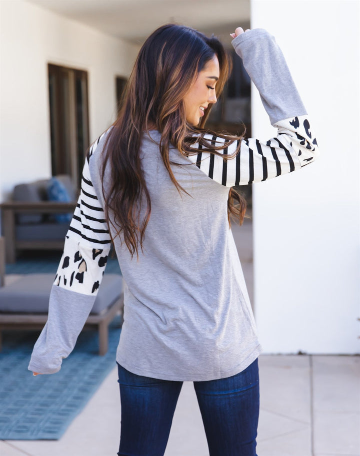 Stripe Animal Print Nancy Top