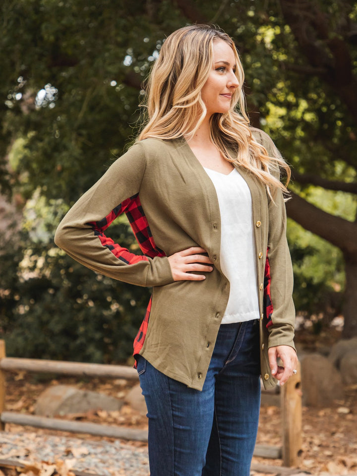 Plaid Back Dutch Cardigan
