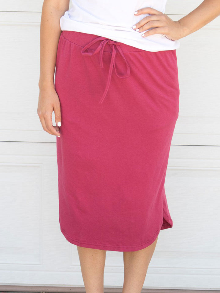 Tie Waist Laidback Midi Skirt