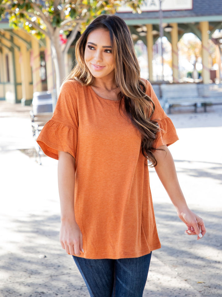 Solid Flare Sleeve Brooklyn Top