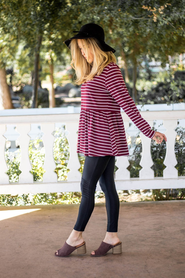 Striped Peplum Ember Top