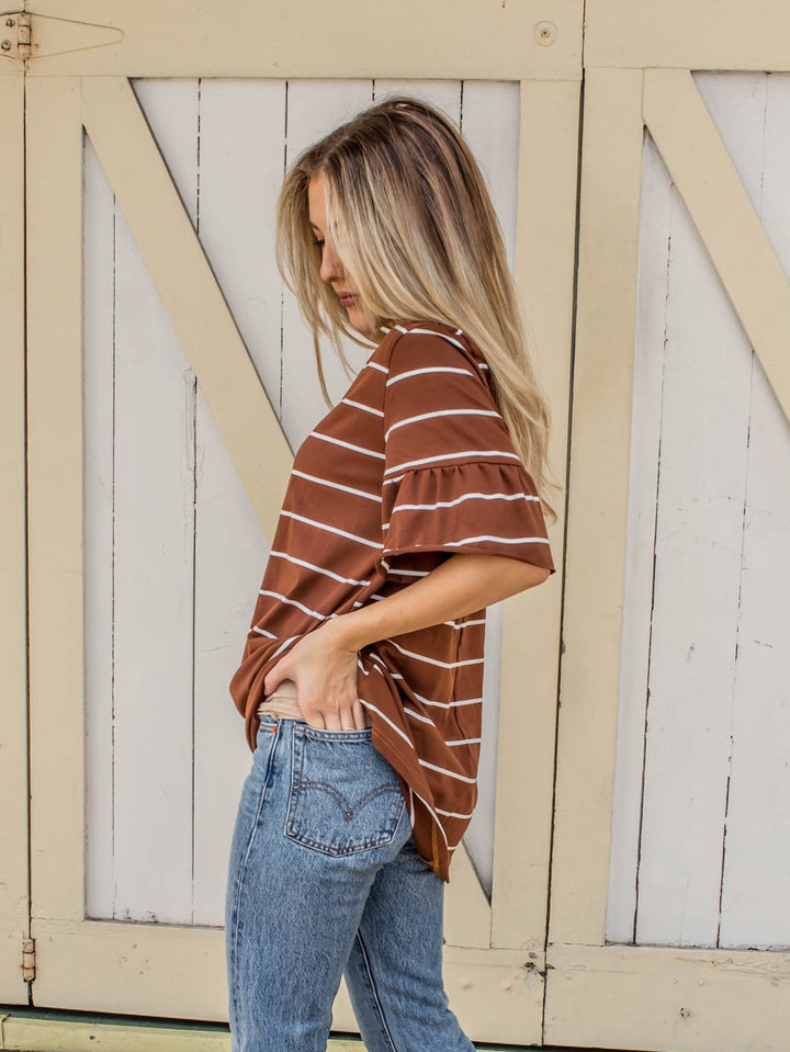Palmer Thick Stripe Flare Sleeve Top