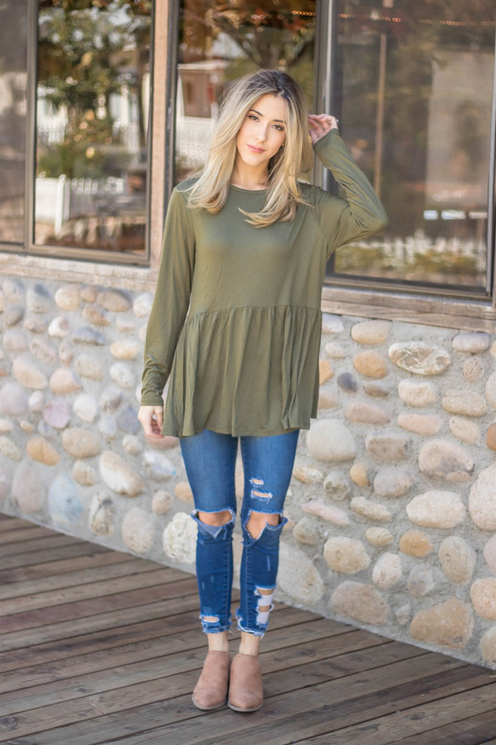 Long Sleeve Peplum Evelyn Top