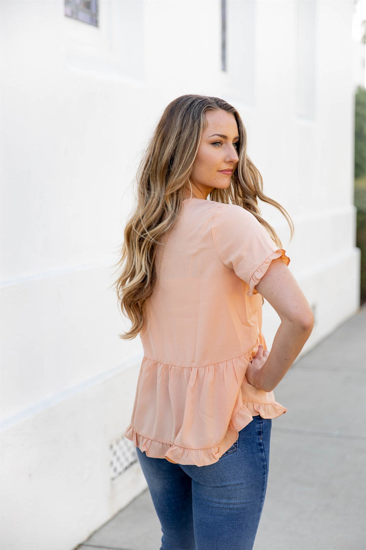 V-Cut Ruffle Peplum