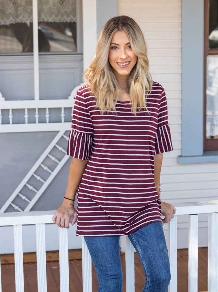 The Flare Sleeve Stripe Payton Top