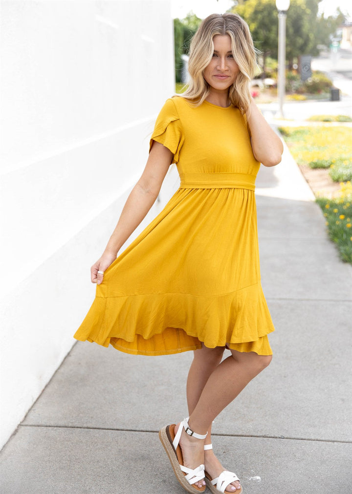 The Belted Waist Tulip Sleeve Katie Dress